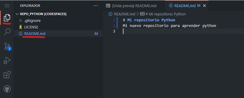 Python con Github Codespaces - Editar README.md