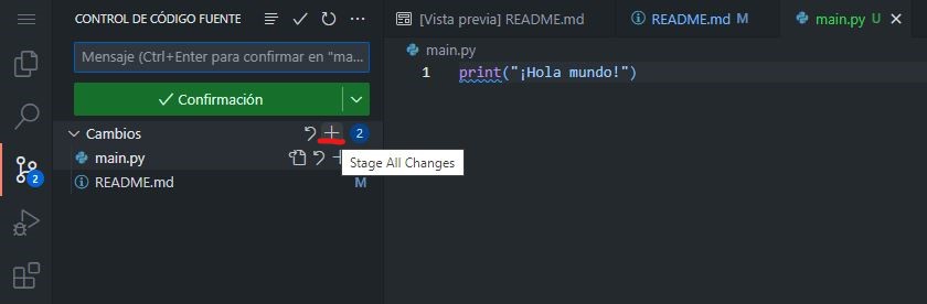 Python en Github Codespaces - Añade los cambios(Stage All Changes)