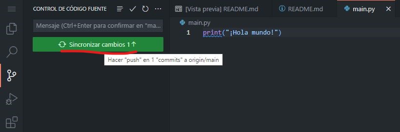 Python con Github Codespaces - Sincronizar los cambios. Push.